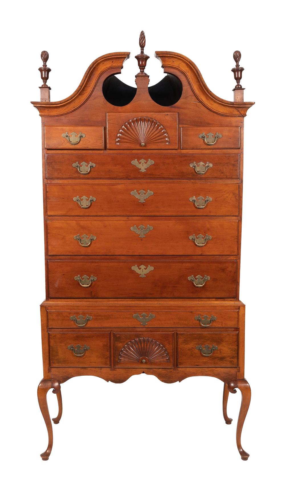 QUEEN ANNE BONNET TOP HIGHBOY LATE 2f1bf1