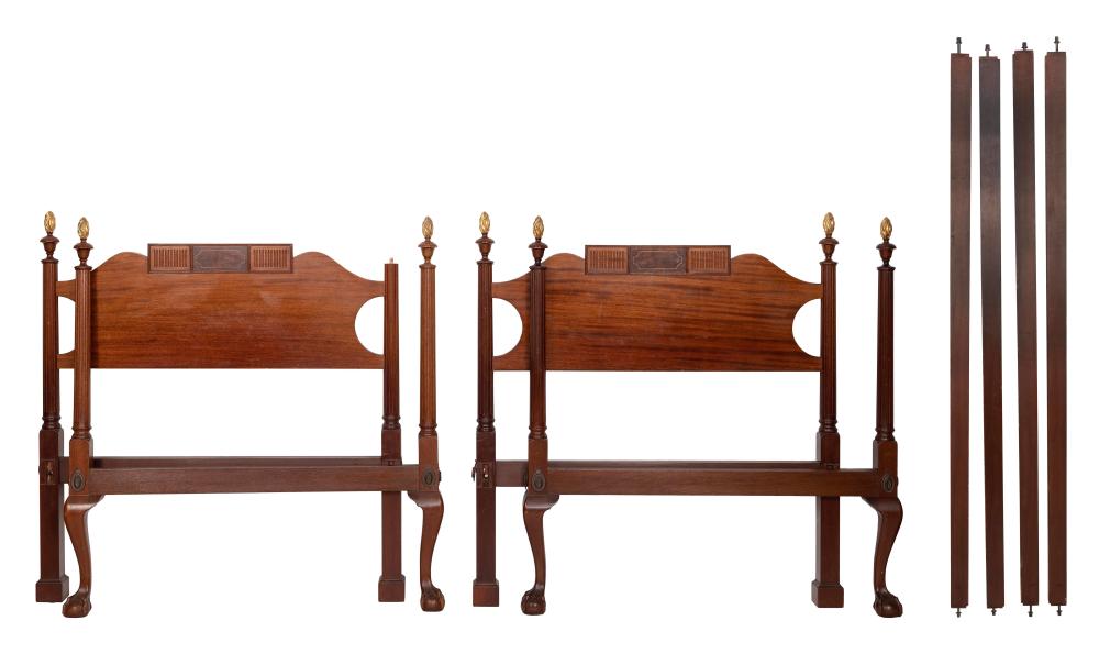 PAIR OF MAHOGANY TWIN BEDS EARLY