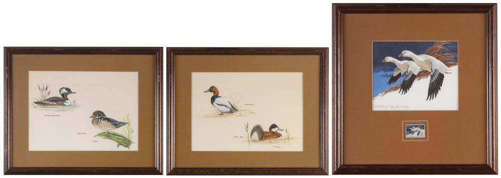 TWO WATERCOLORS OF DUCKS 20TH CENTURY