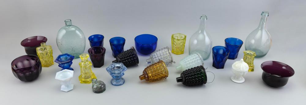 LARGE LOT OF MOSTLY COLORED GLASS,