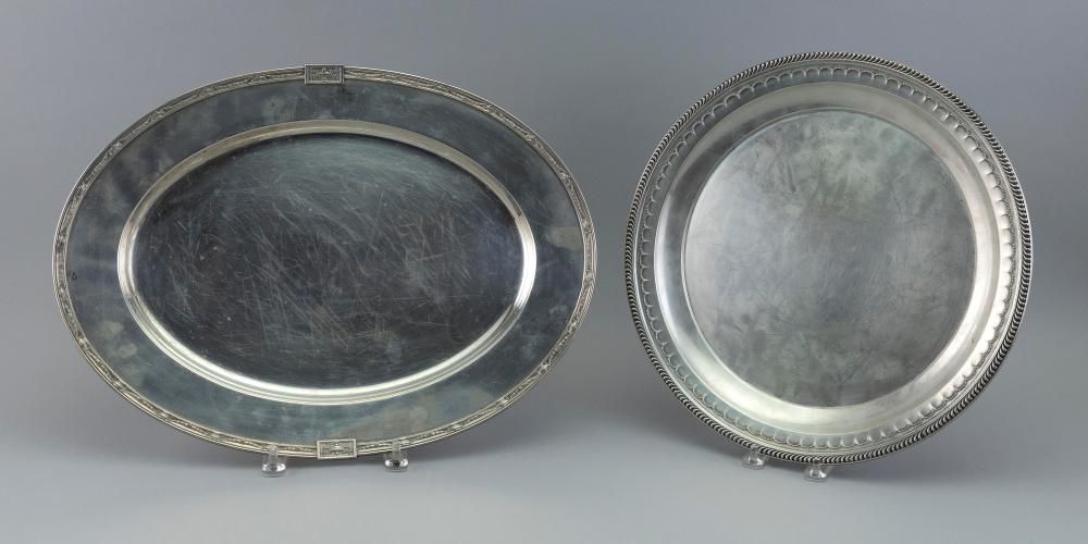 TWO LARGE STERLING SILVER TRAYS