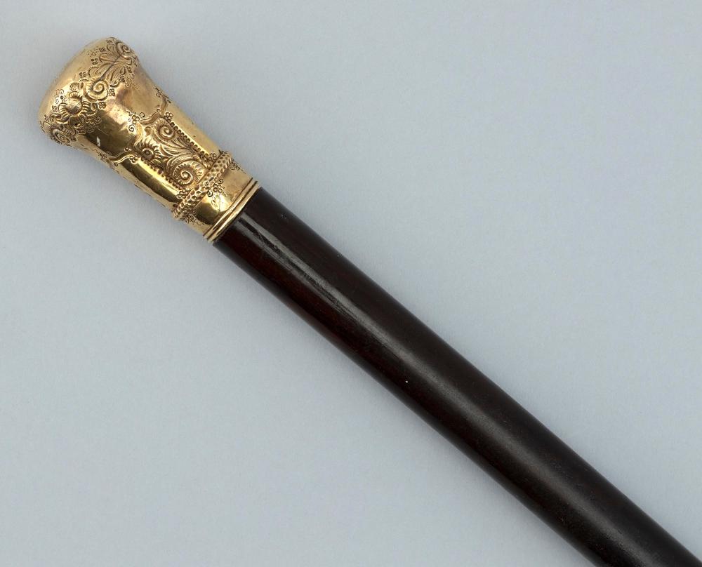 GOLD PLATED HANDLED CANE 19TH CENTURY