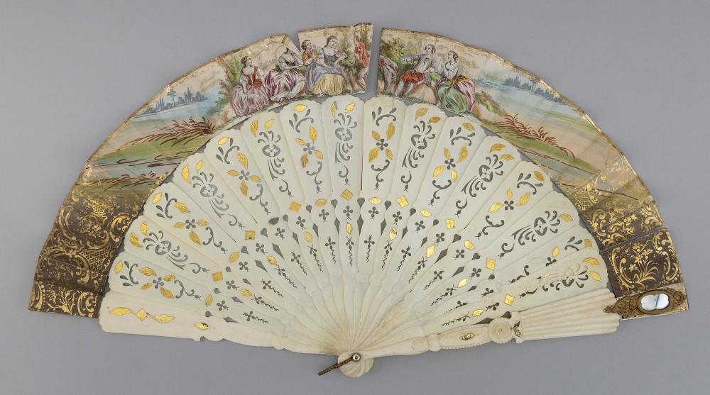 FOLDING FAN WITH CARVED IVORY STICKS 2f1cfd
