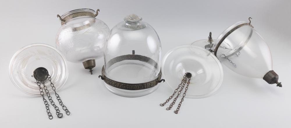THREE CLEAR GLASS VICTORIAN BELL-FORM