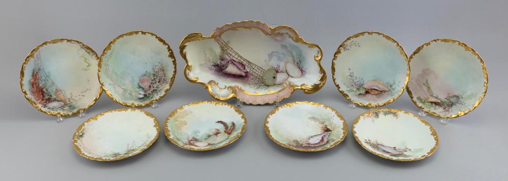 NINE PIECES OF FRENCH SHELL-DECORATED