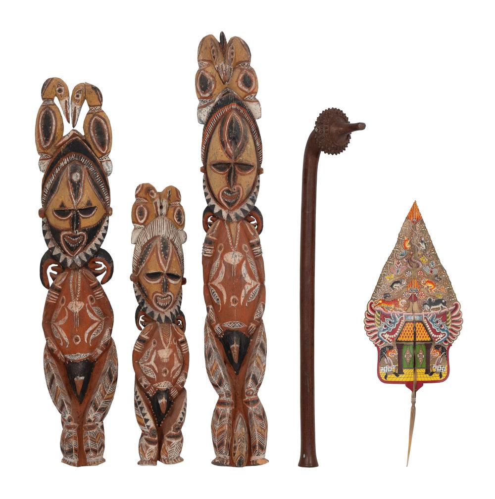 THREE SEPIK RIVER WOODEN FIGURES 2f1df1