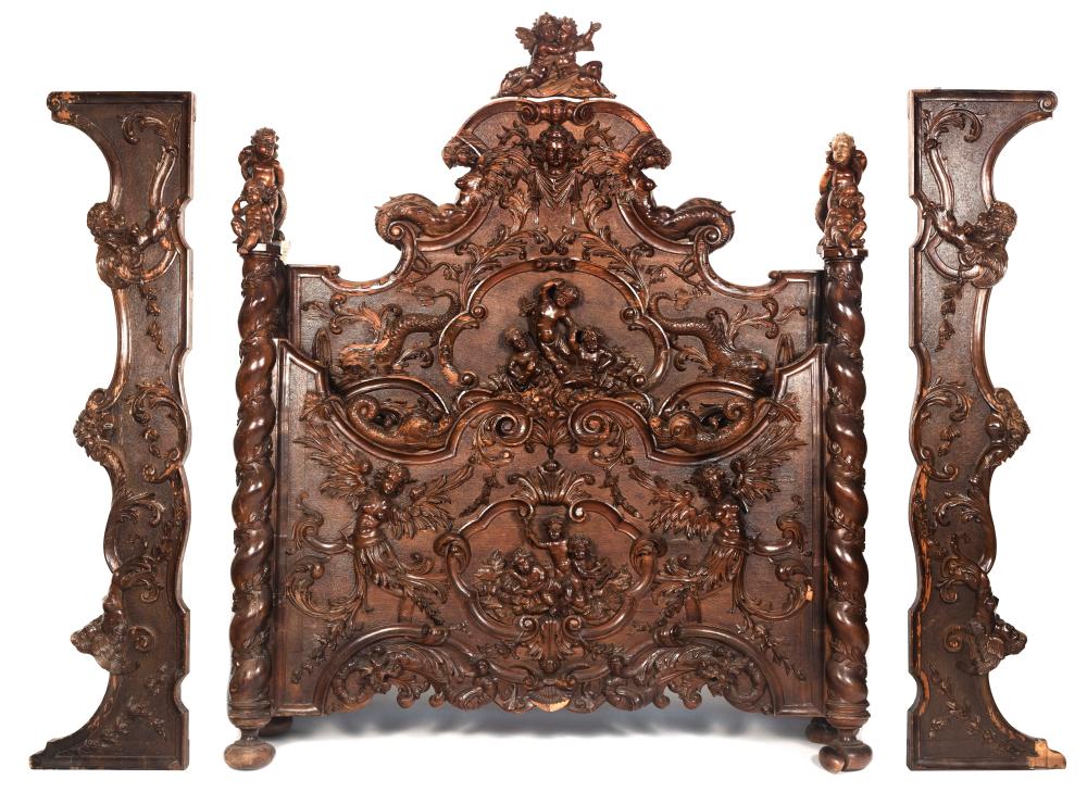 ORNATE BAROQUE-STYLE BED LATE 19TH