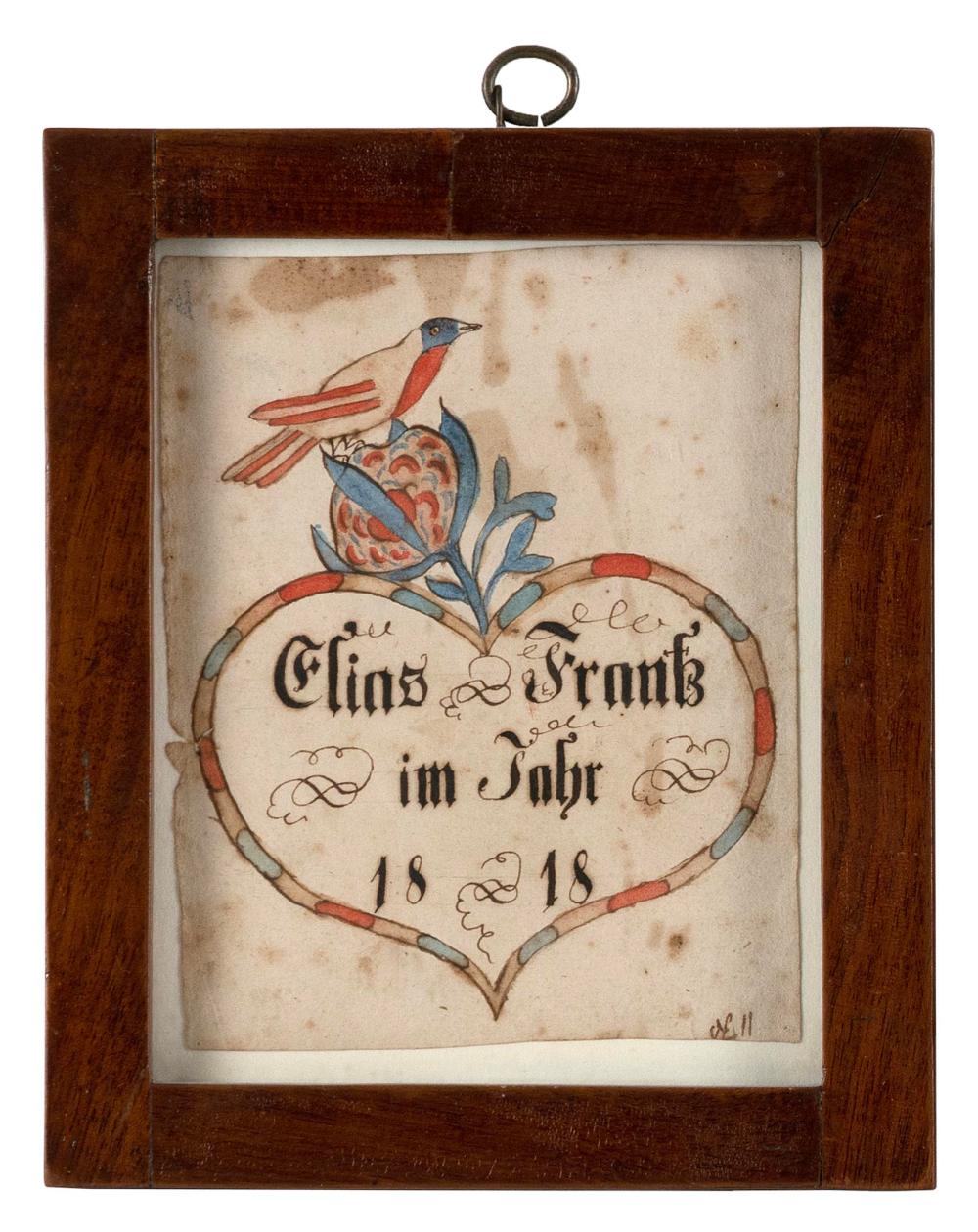 FRAKTUR ELIAS FRANK 1818 PENNSYLVANIA  2f1e23