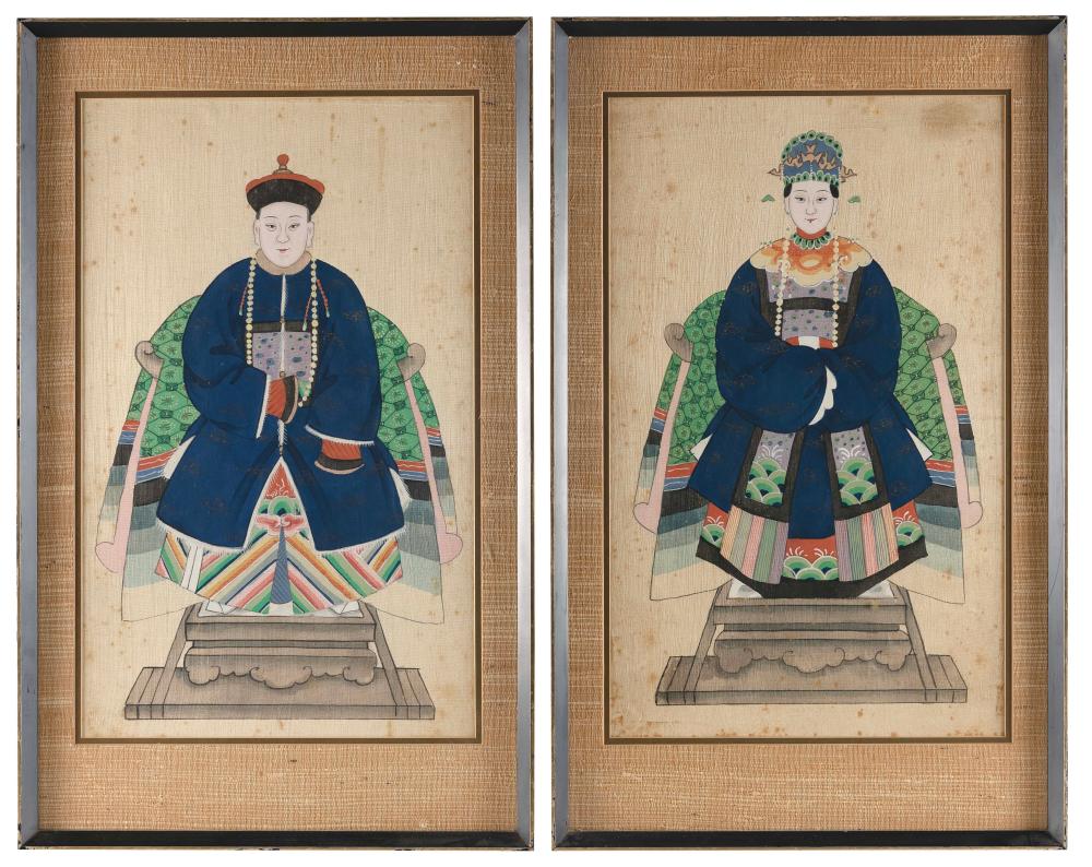 PAIR OF CHINESE ANCESTOR PORTRAITS