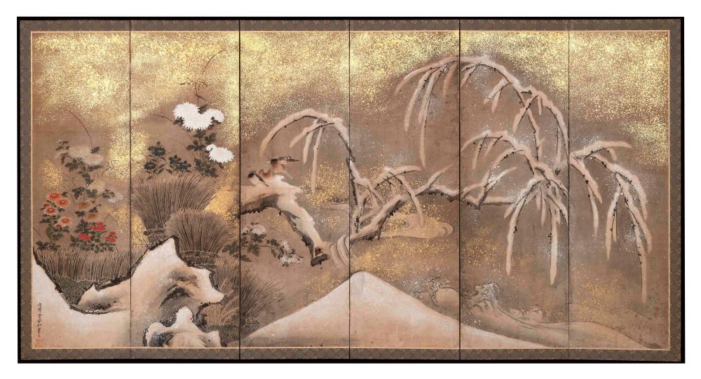 JAPANESE SIX-PANEL SCREEN 18TH