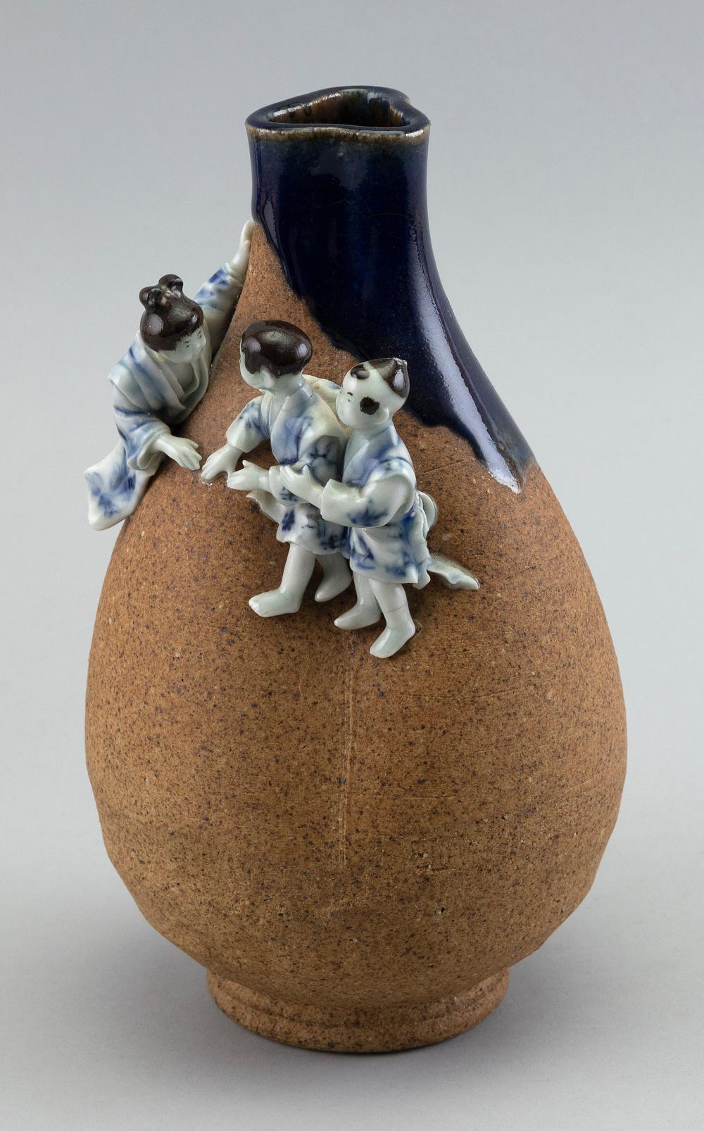 JAPANESE SUMIDA GAWA POTTERY VASE