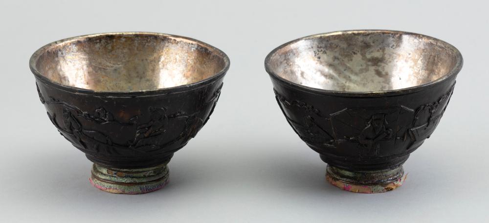 PAIR OF CHINESE COCONUT SHELL AND