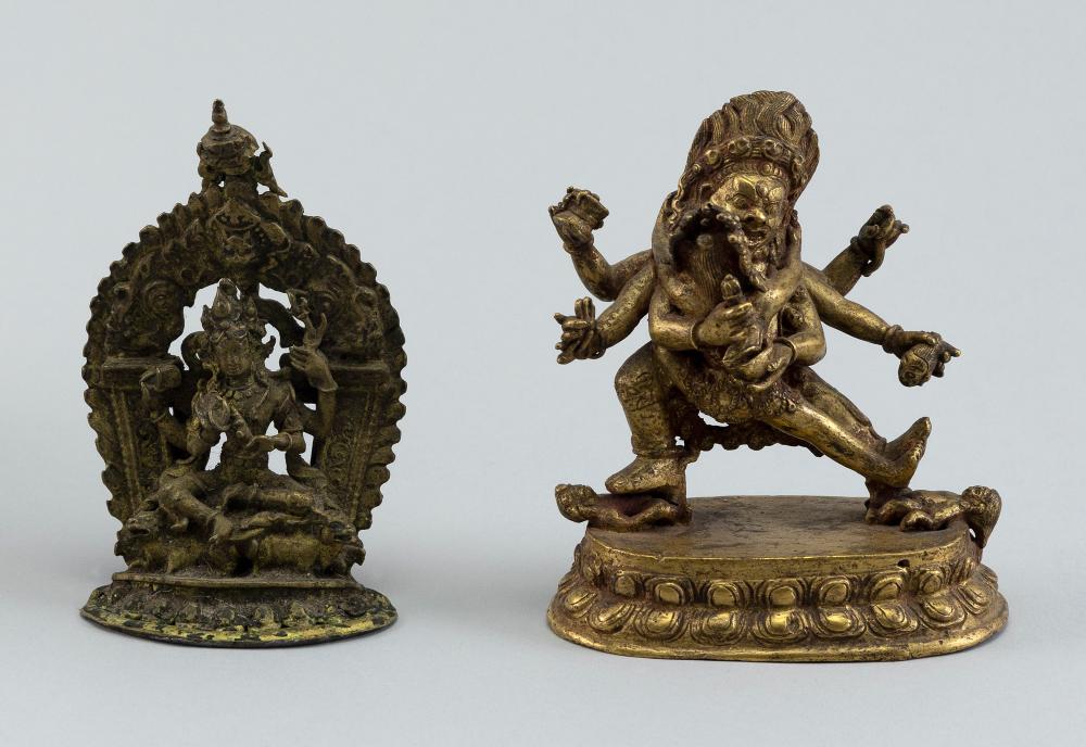 TWO CHINESE BRONZE FIGURES OF MULTI ARMED 2f1f8b
