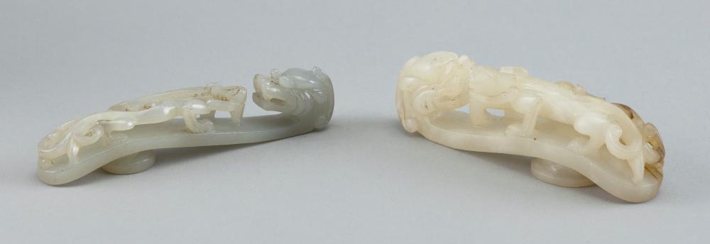 TWO CHINESE CARVED WHITE AND LIGHT