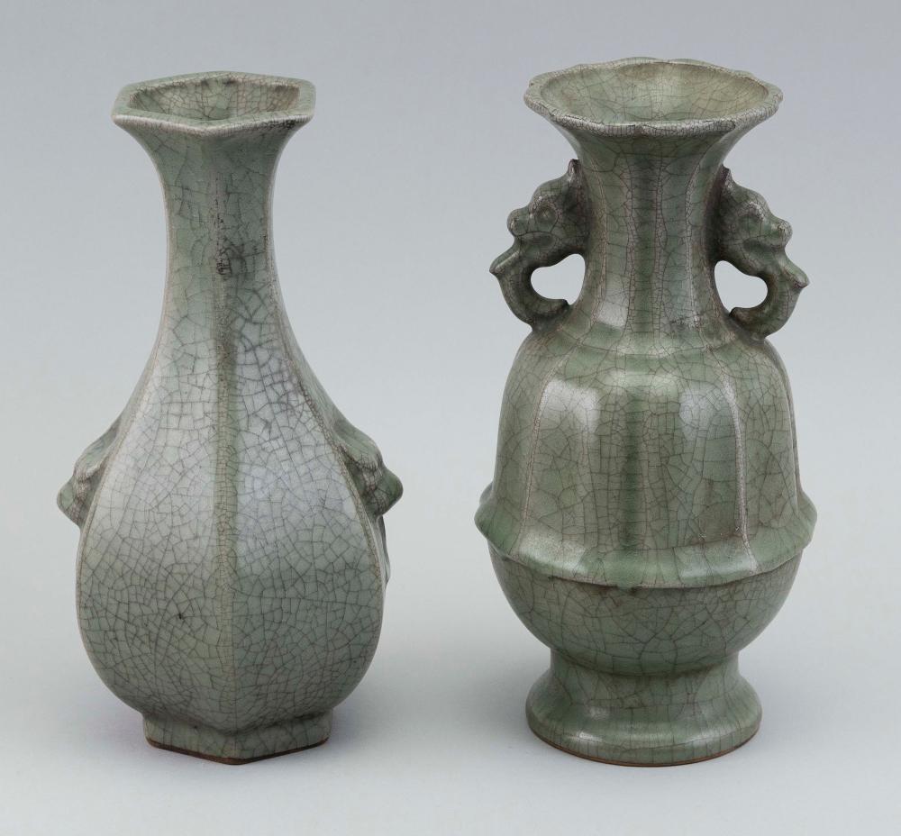 TWO ASSORTED CHINESE LONGQUAN PORCELAIN