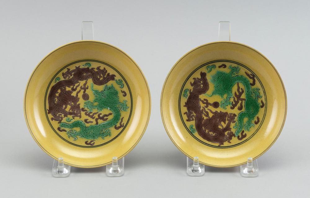 PAIR OF CHINESE SANCAI GLAZE PORCELAIN