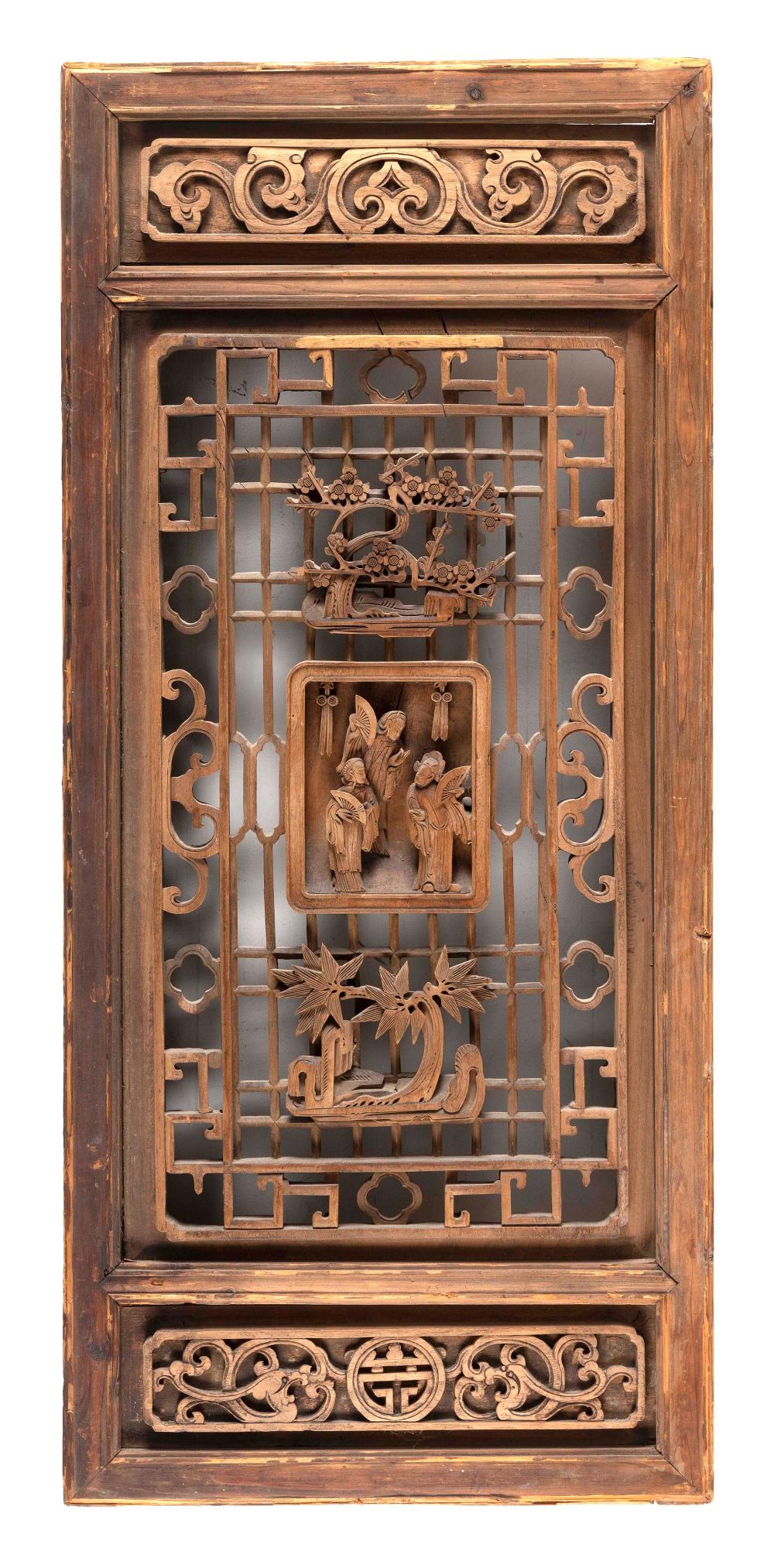 CHINESE OPEN CARVED WOOD PANEL 2f2091