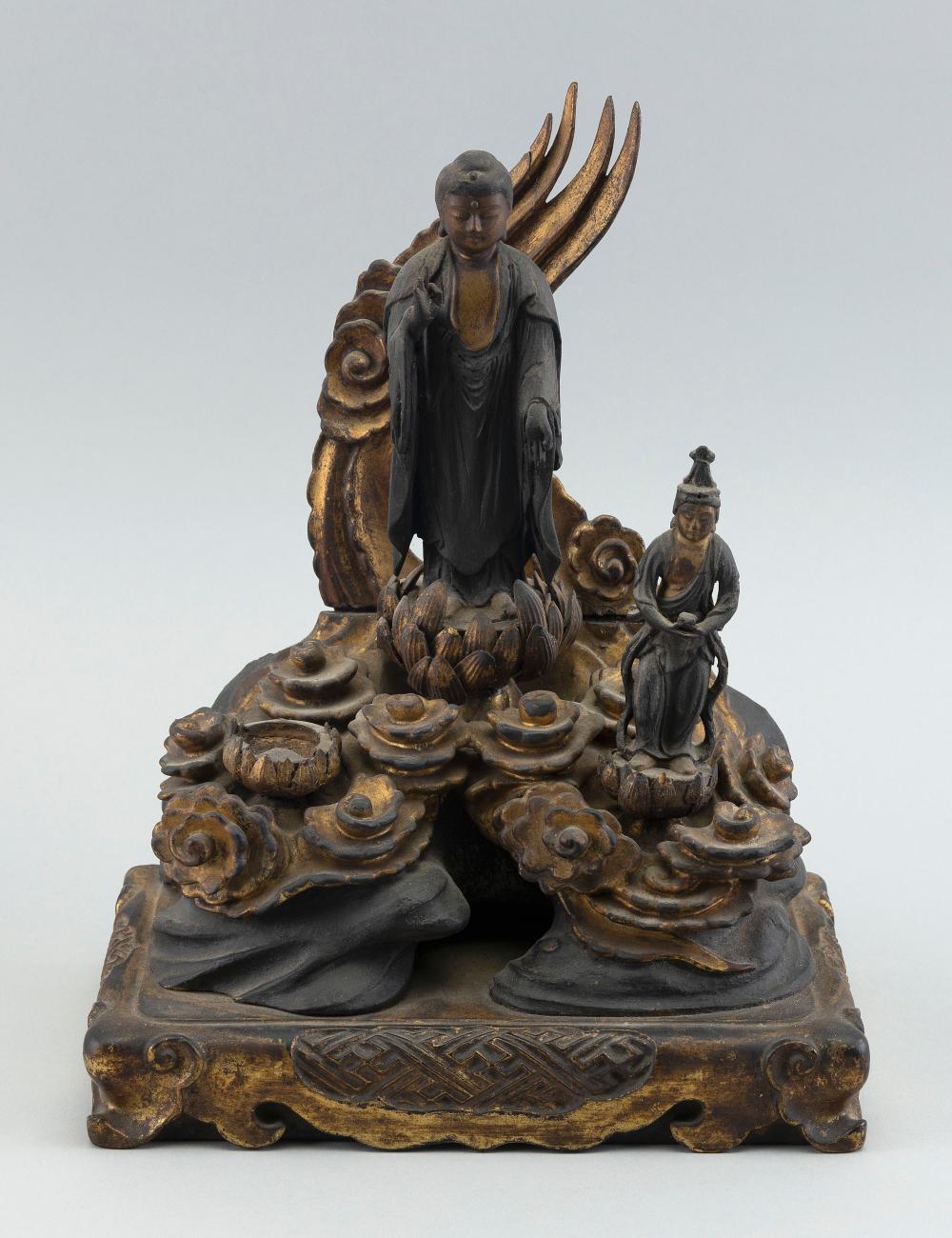 JAPANESE CARVED GILT WOOD BUDDHA 2f2099