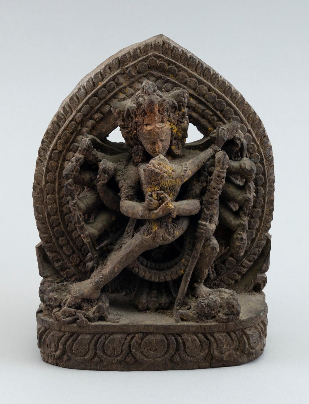 INDIAN CARVED WOOD MULTI ARMED 2f209c