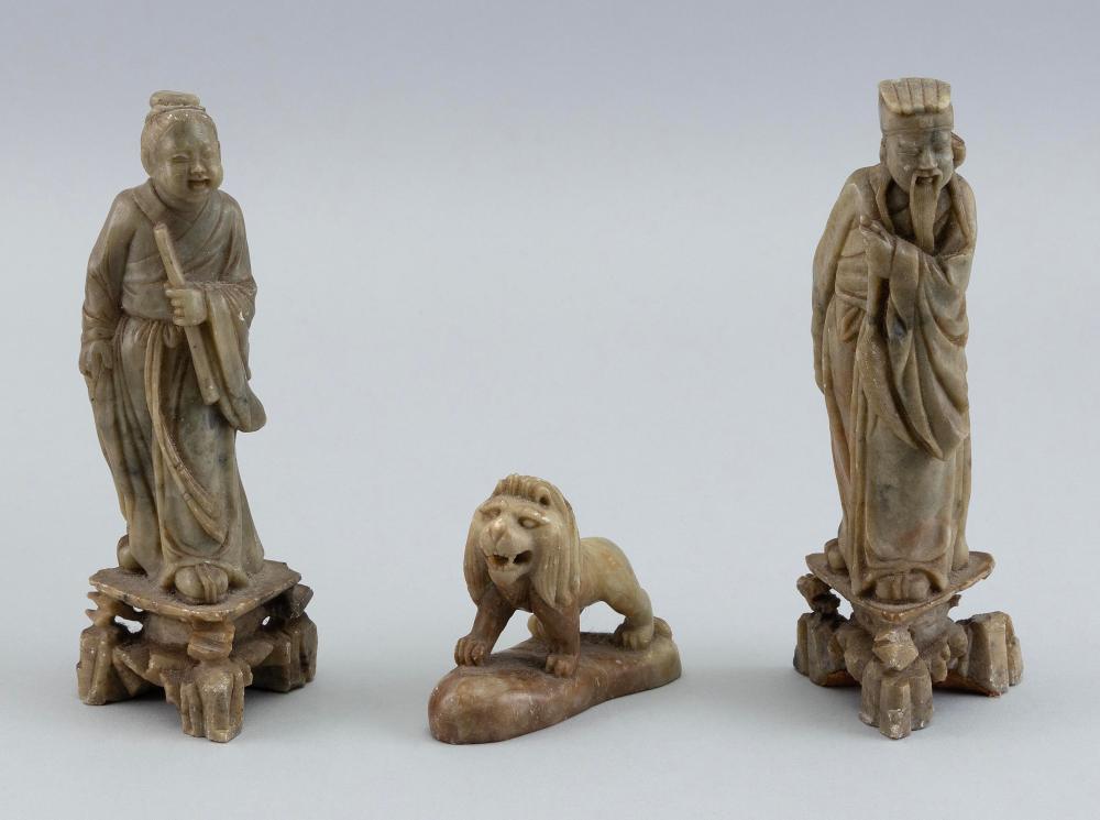 THREE CHINESE SOAPSTONE FIGURES 2f20b3