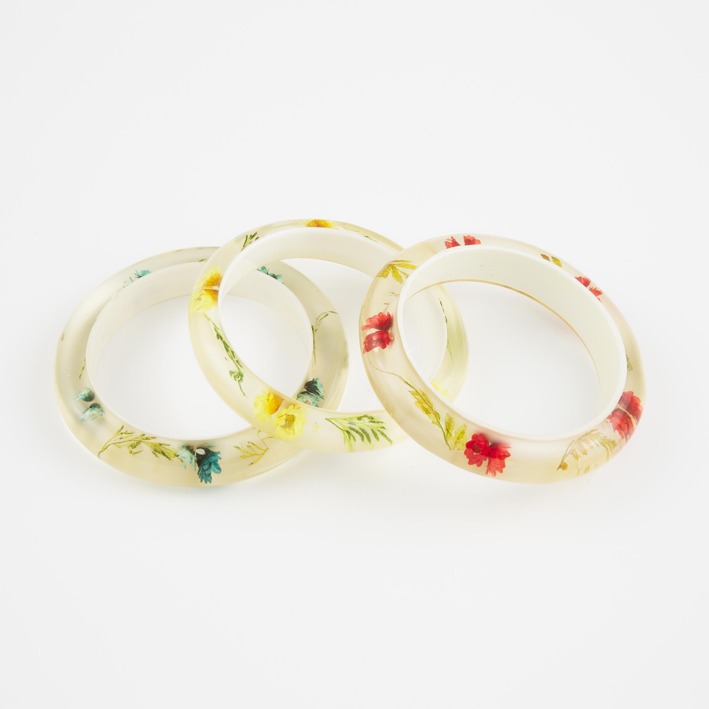 3 Lucite Bangles with flowers 2f20eb