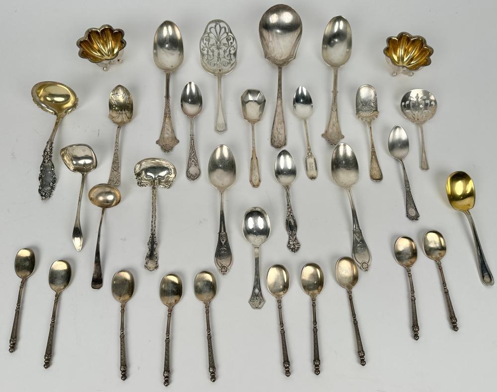 LARGE LOT OF STERLING SILVER 19TH 2f211d