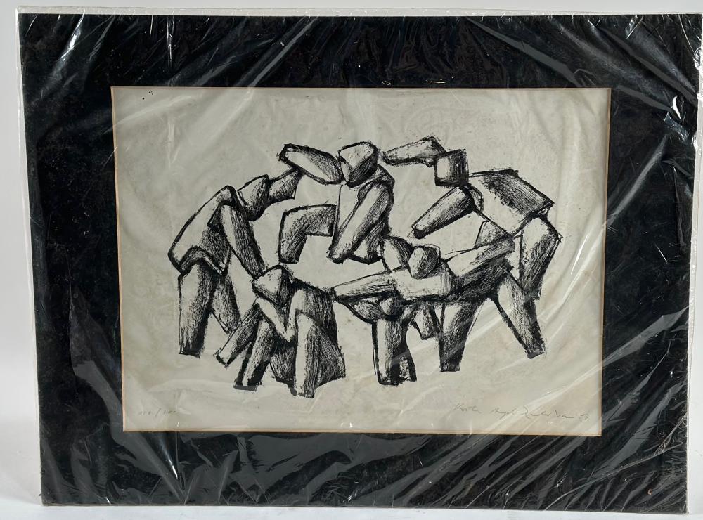 MODERNIST LITHOGRAPH OF FIGURES 20TH
