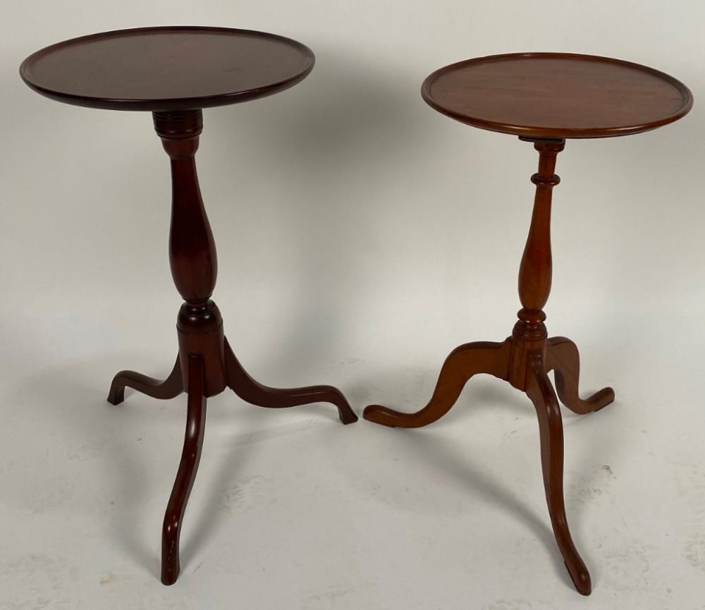 TWO DISH-TOP CANDLESTANDS 19TH