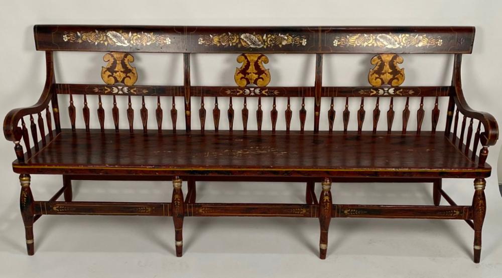 PAINT DECORATED DEACON S BENCH 2f2173