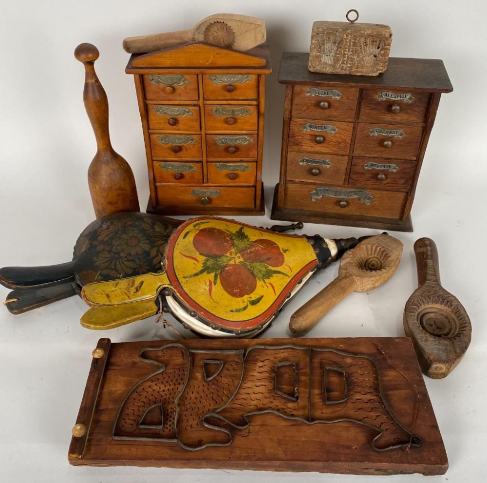 LOT OF WOODEN ITEMS 19TH/EARLY