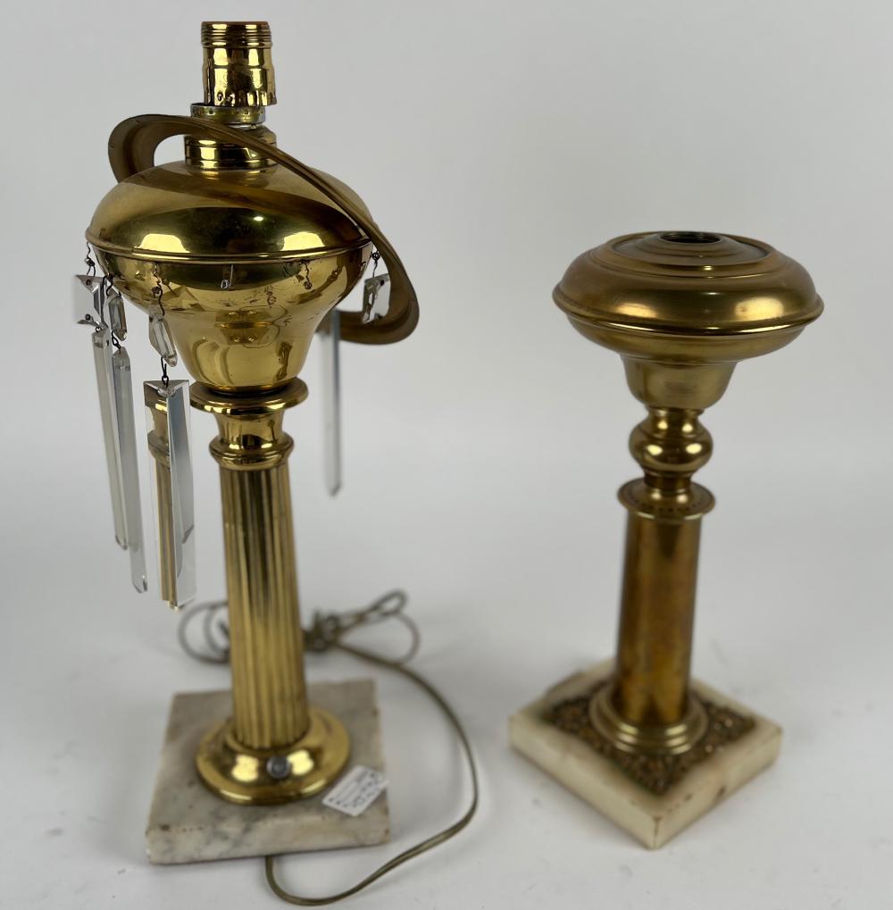 TWO BRASS FLUID LAMPS 19TH CENTURY