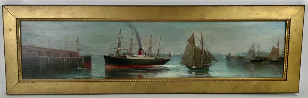 PAINTING OF A STEAMSHIP AND SAILBOATS 2f21f9