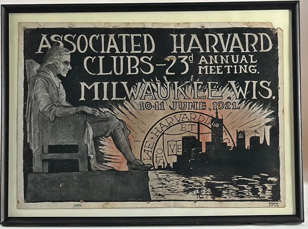 HARVARD CLUBS LITHOGRAPH FROM 1921