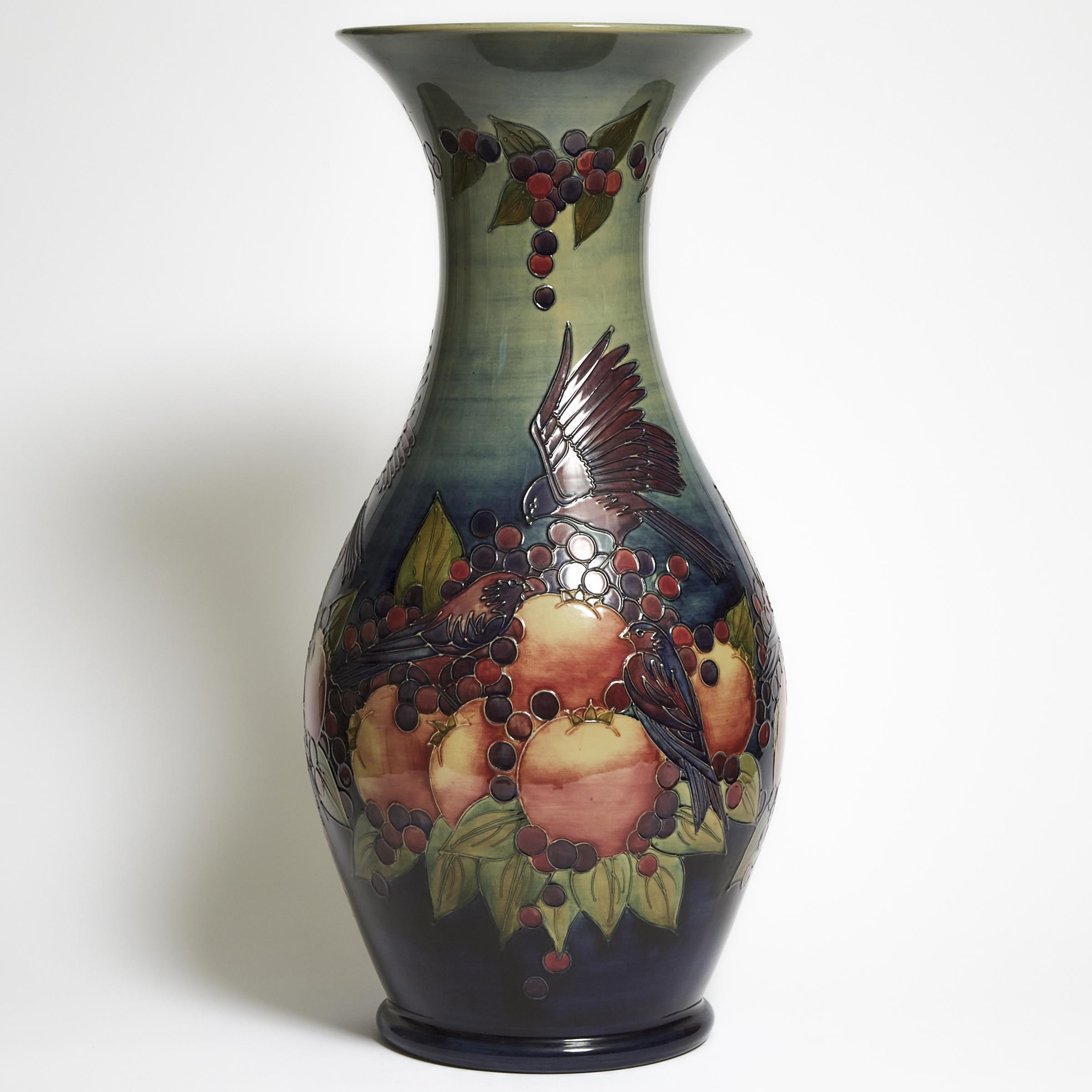 Moorcroft Finches Massive Vase,