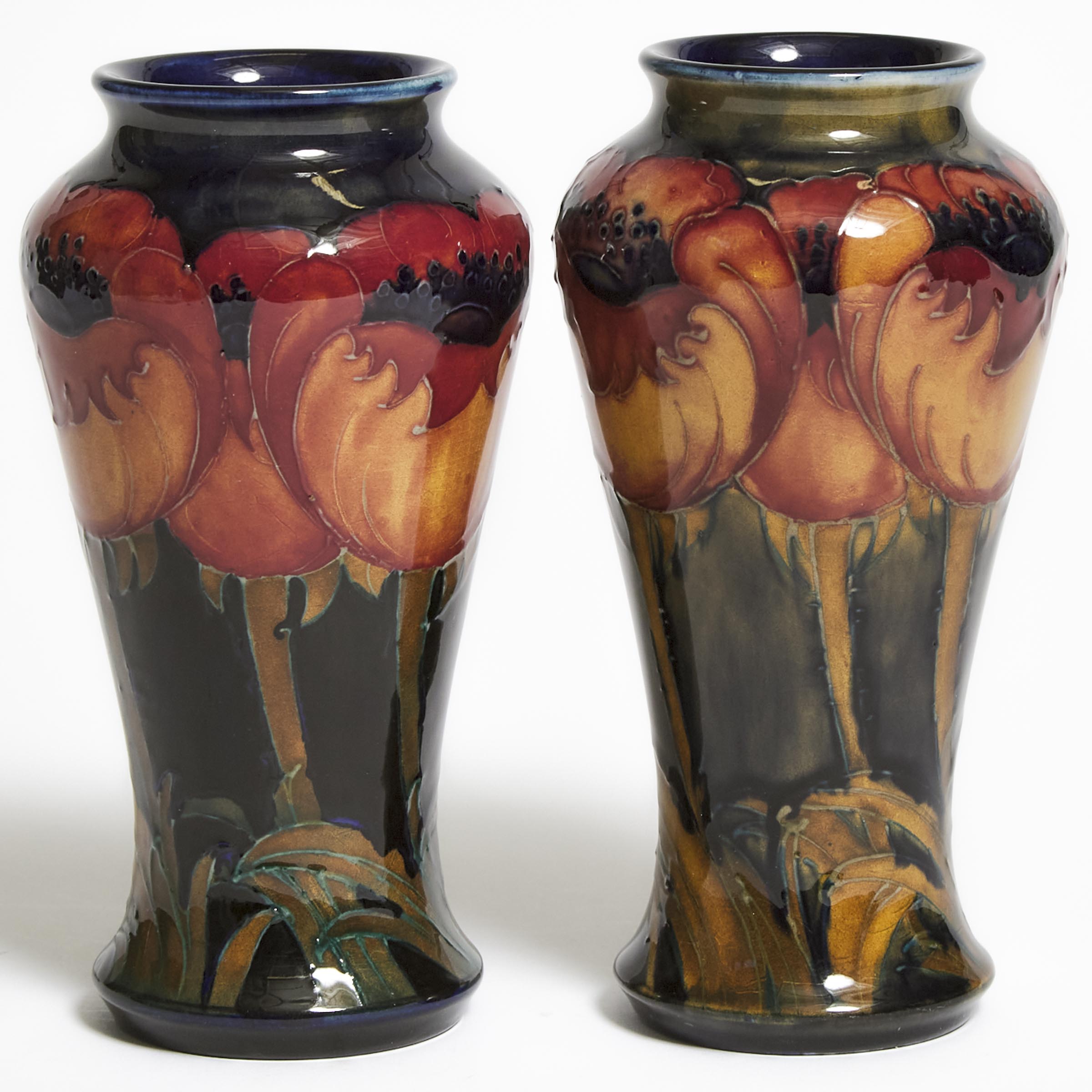 Pair of Moorcroft Poppy Vases,