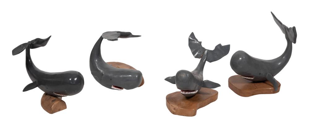 SET OF FOUR SPERM WHALE CARVINGS