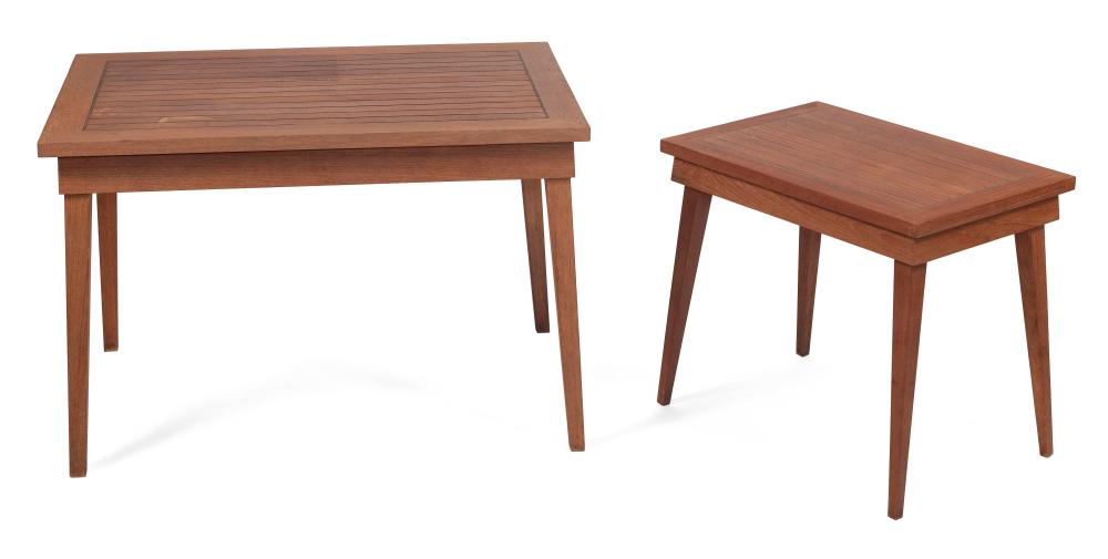TWO TEAK HATCH COVER STYLE TABLES 2f2264