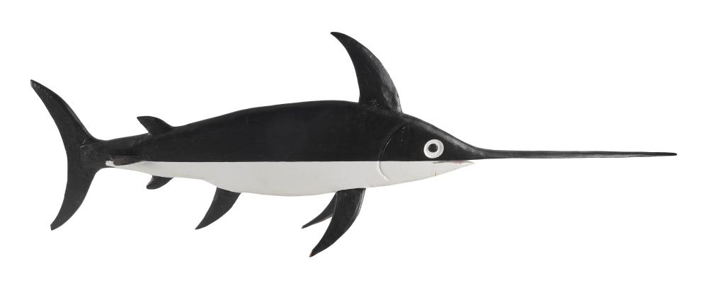 CARVED AND PAINTED WOODEN SWORDFISH