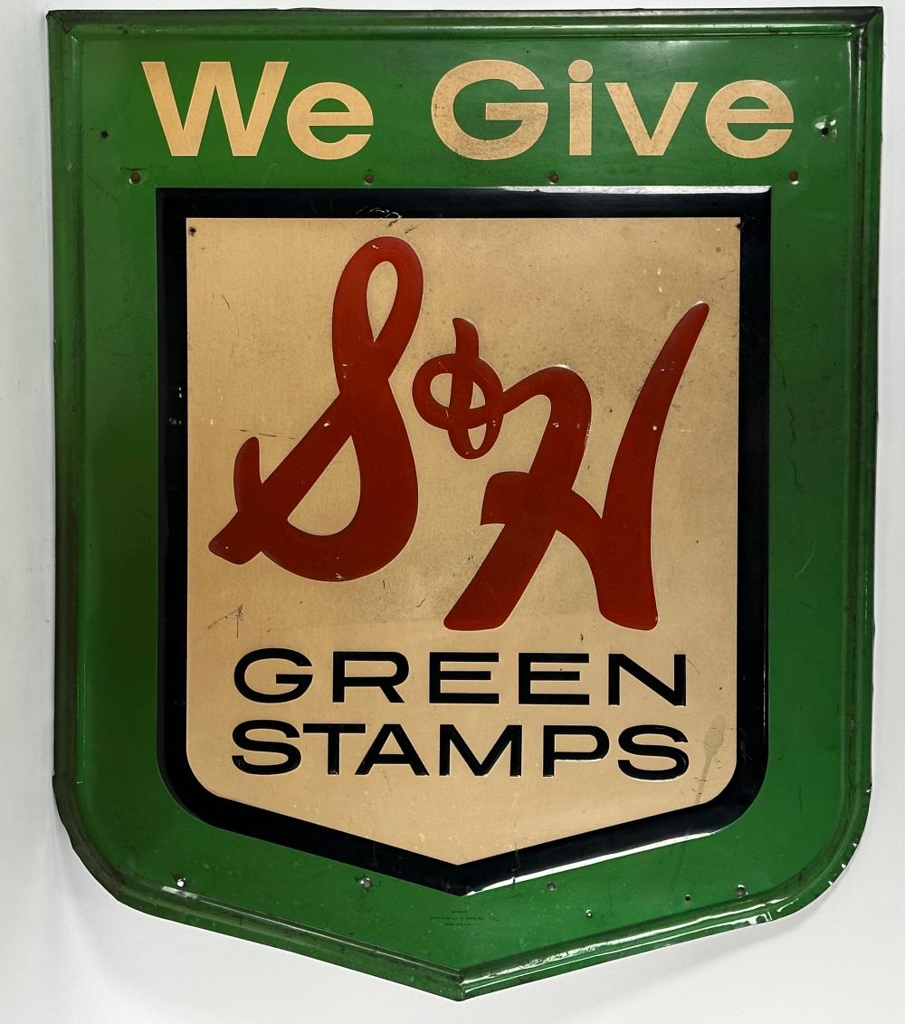 "S&H GREEN STAMPS" TIN SIGN 20TH