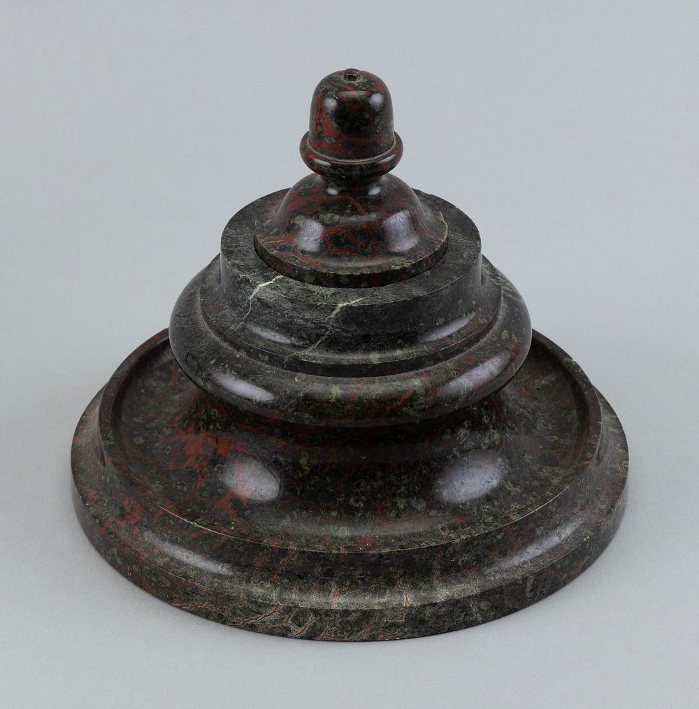 GRAY AND RED MARBLE INKWELL HEIGHT
