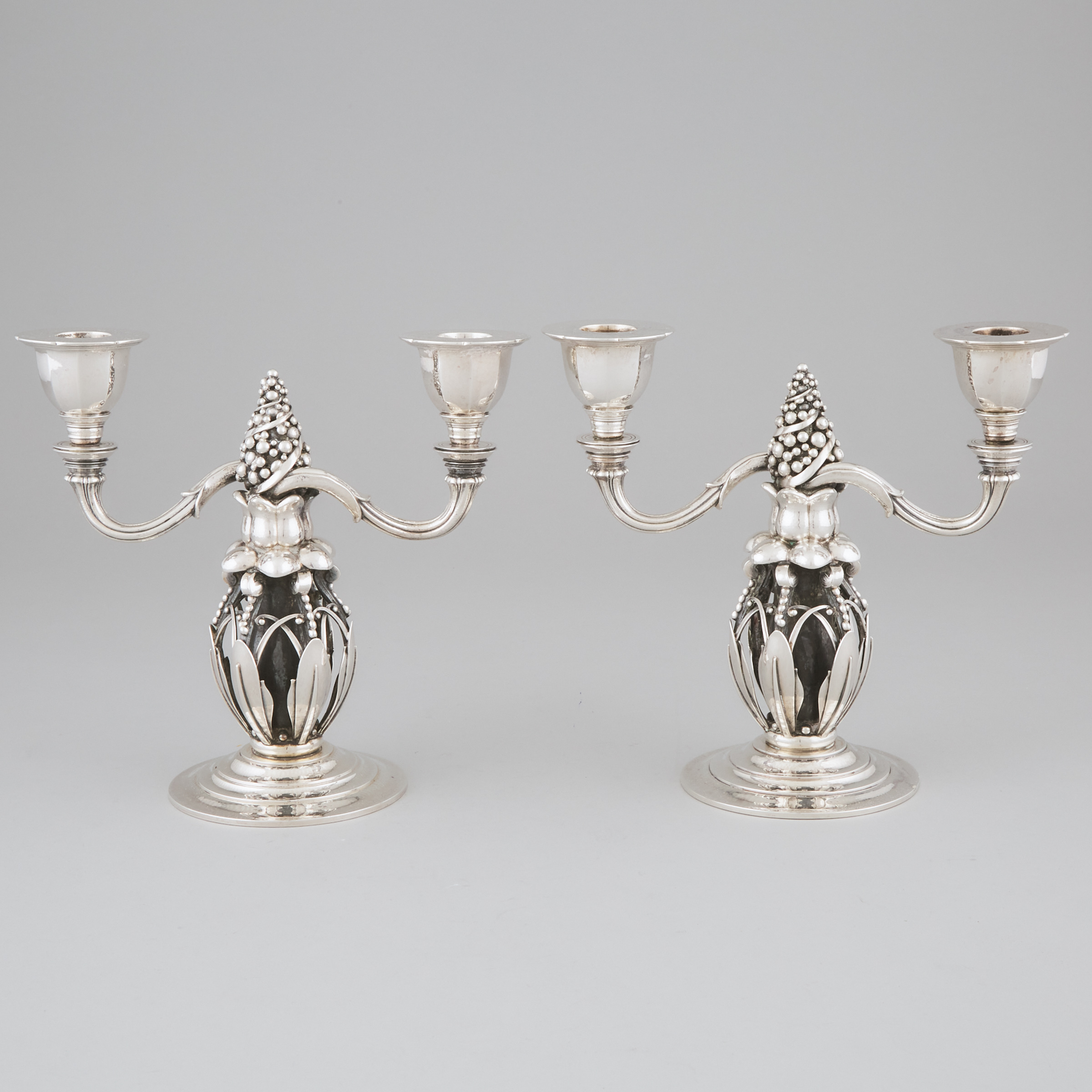 Pair of Danish Silver Two Light 2f23d4