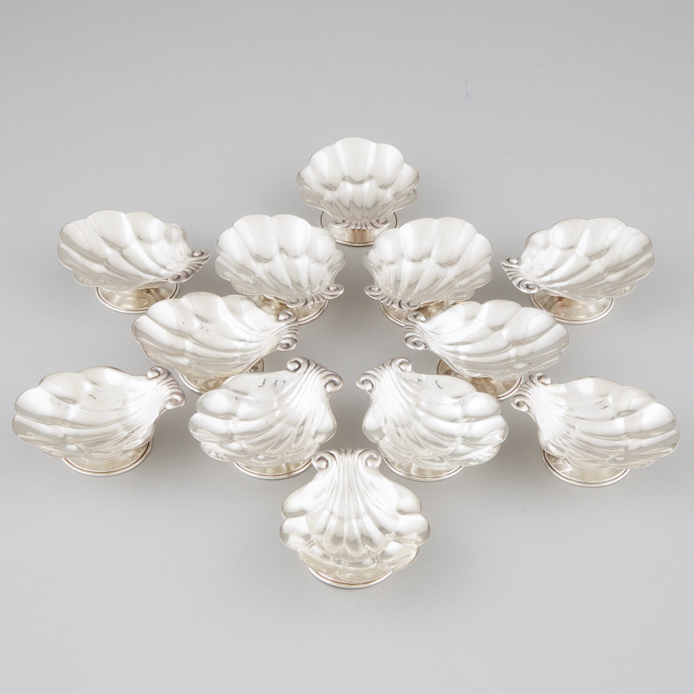 Twelve Canadian Silver Shell Shaped