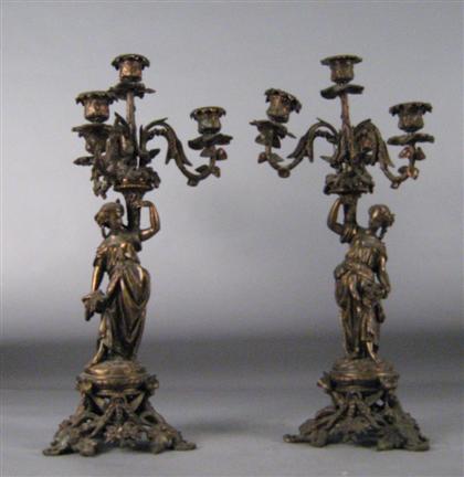 Pair of figural gilt and patinated