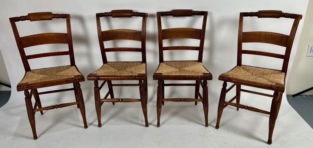 TWO SETS OF FOUR TIGER MAPLE RUSH SEAT 2f2400