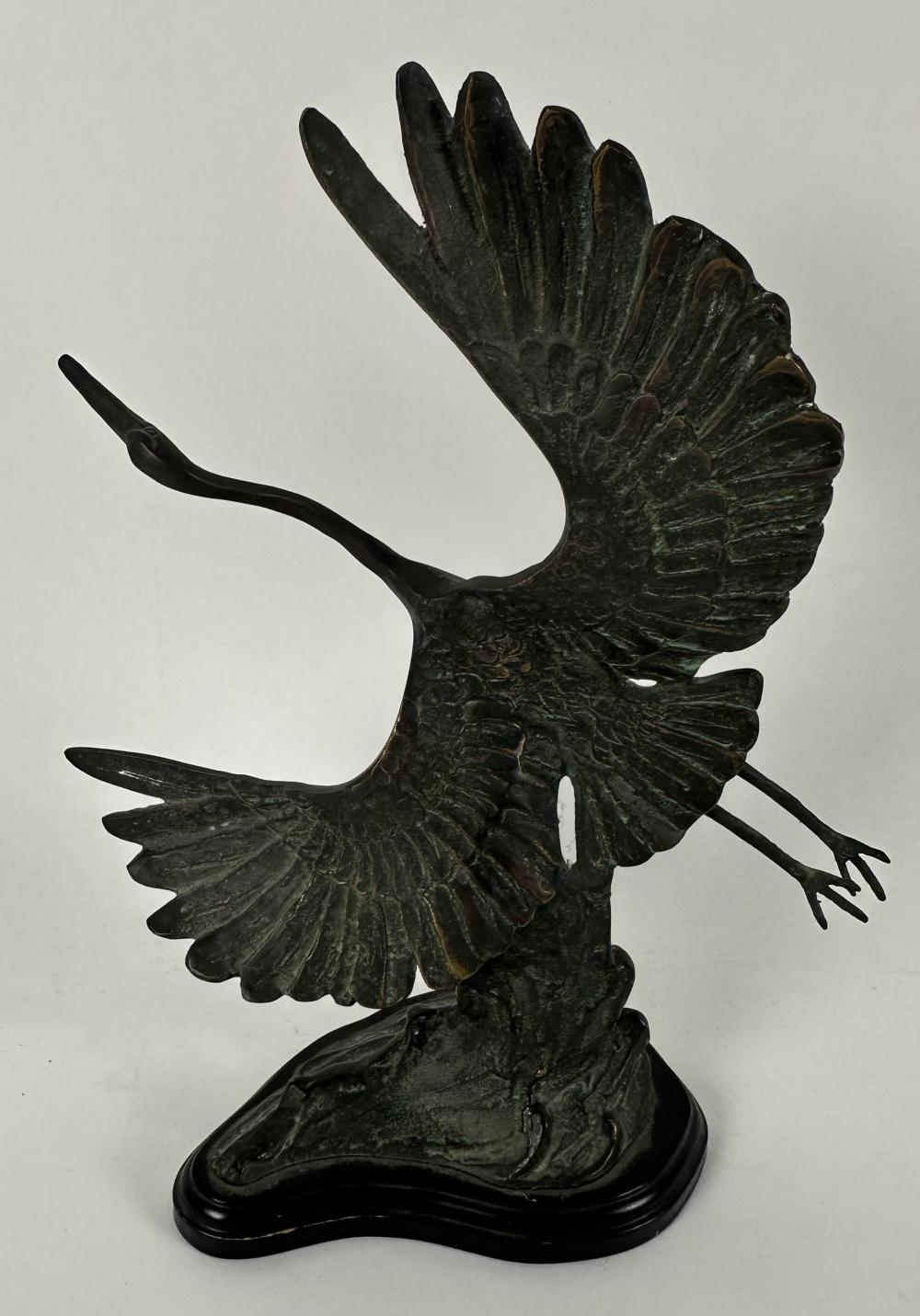 CAST BRONZE FLYING CRANE LATE 20TH 2f2416