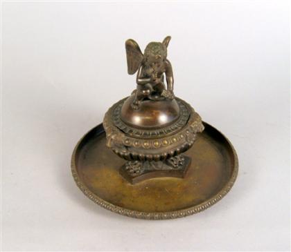 French bronze figural inkstand