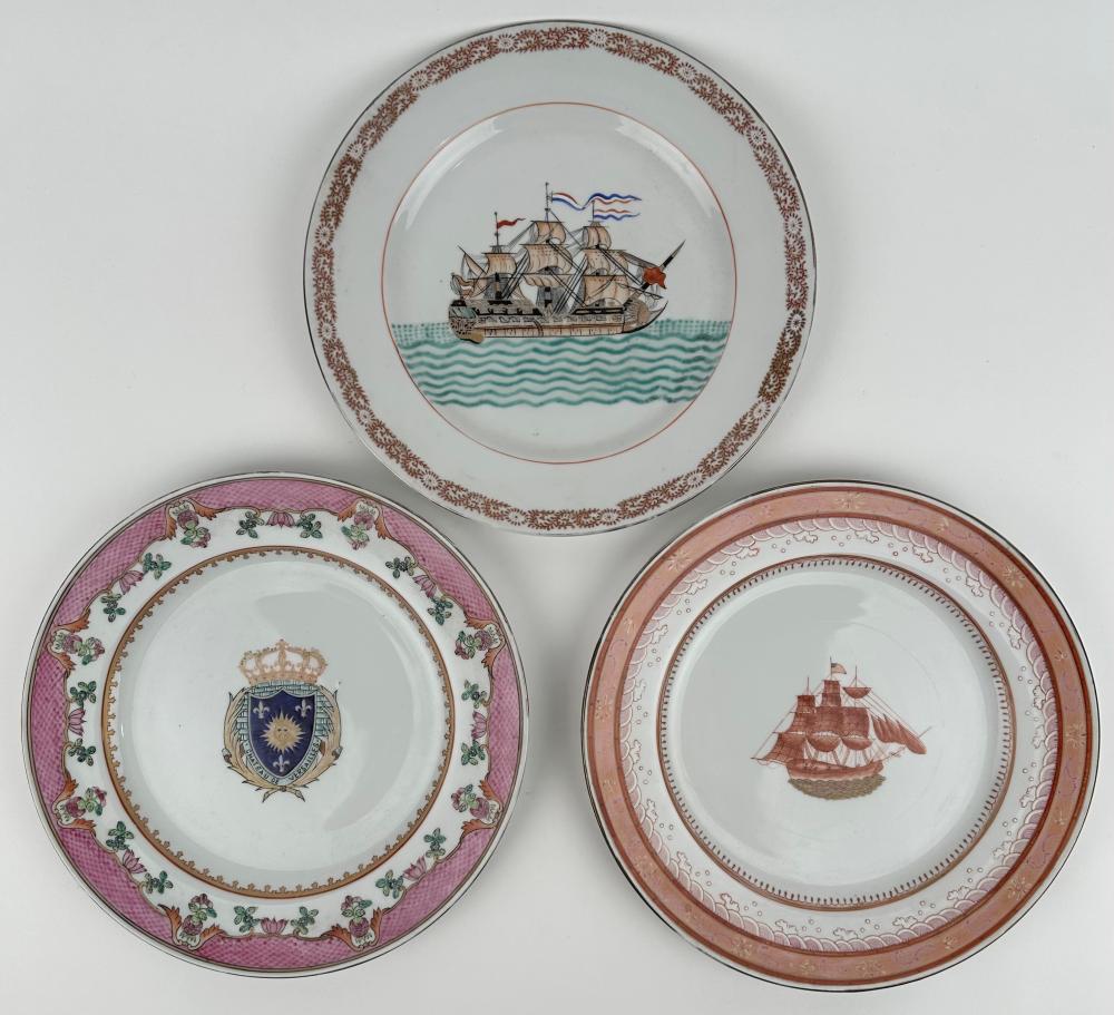THREE CHINESE PORCELAIN PLATES