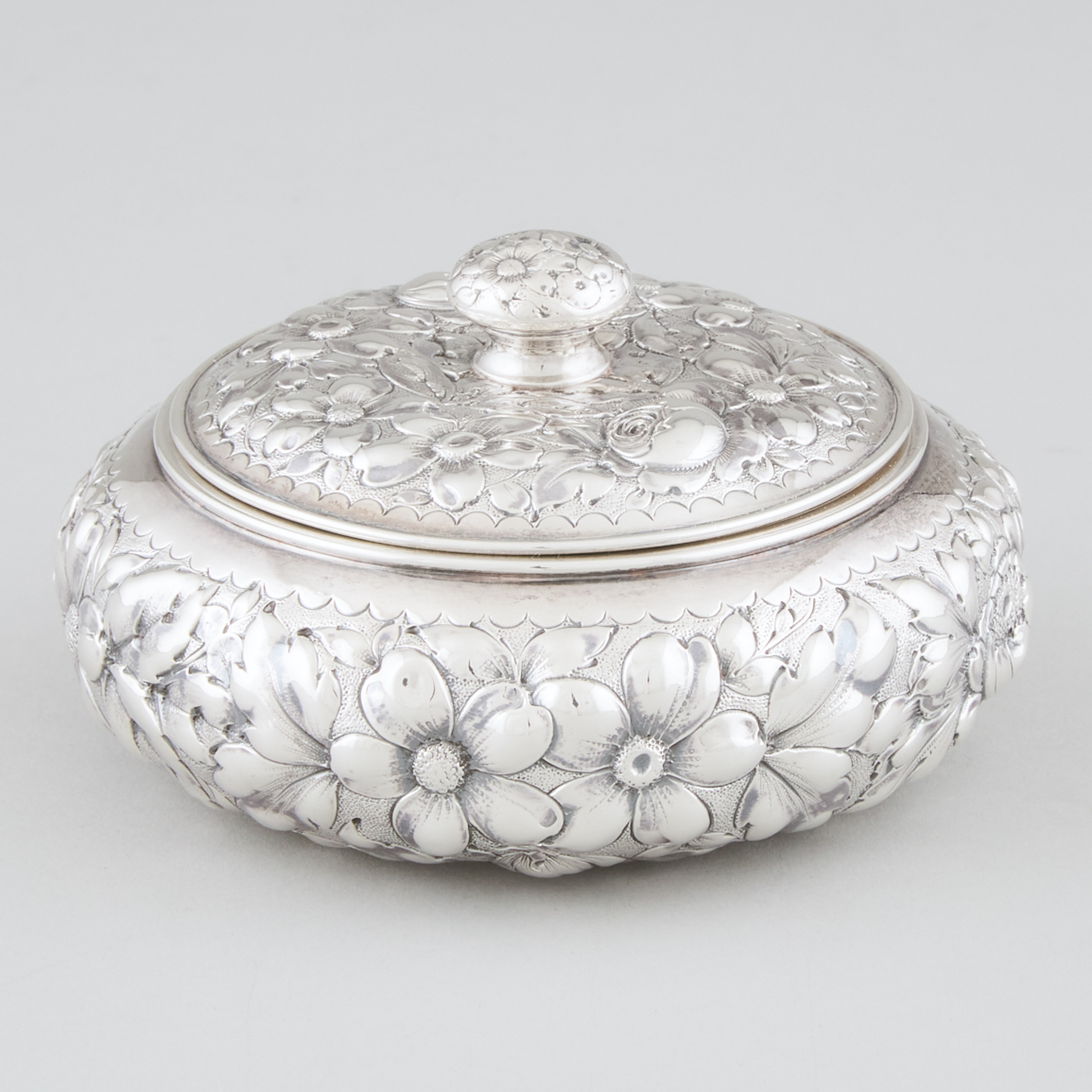 American Silver Repoussé Circular Covered