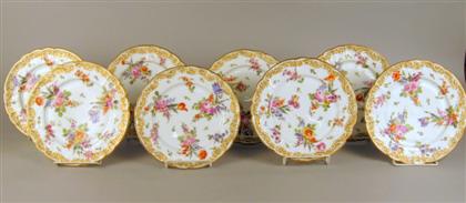 Set of eight French porcelain plates