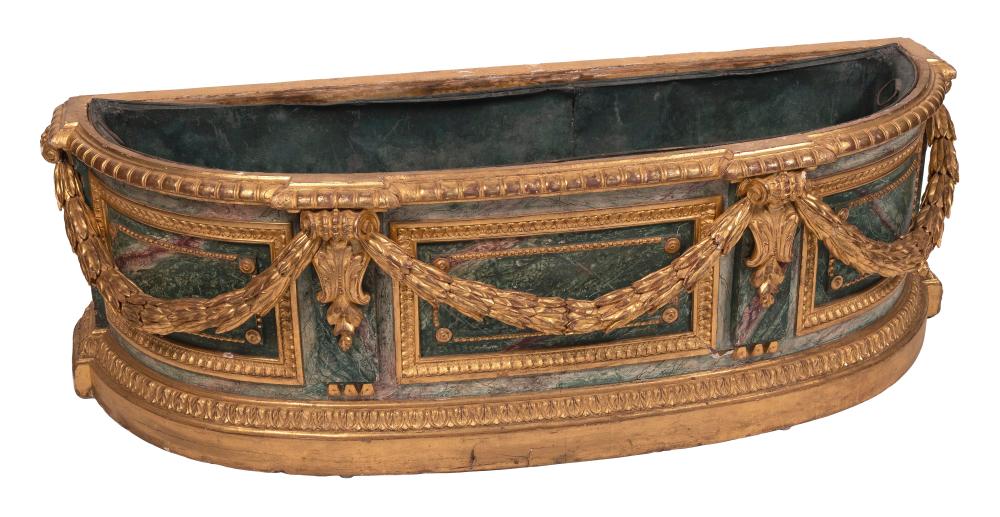 FRENCH HALF-ROUND GILT JARDINIÈRE